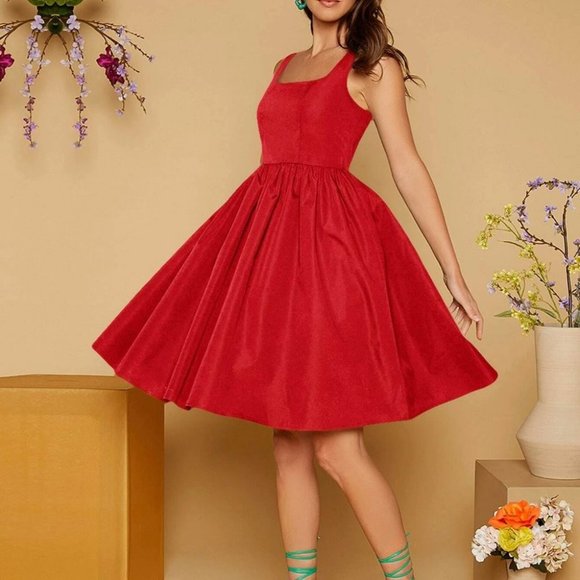 Red Fabulous and Chic Fit and Flare Dress
